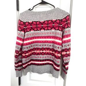 ✨ Loft Pink & Grey Pink and Gray Fair Isle Knit Sweater in Womens Size XS ✨